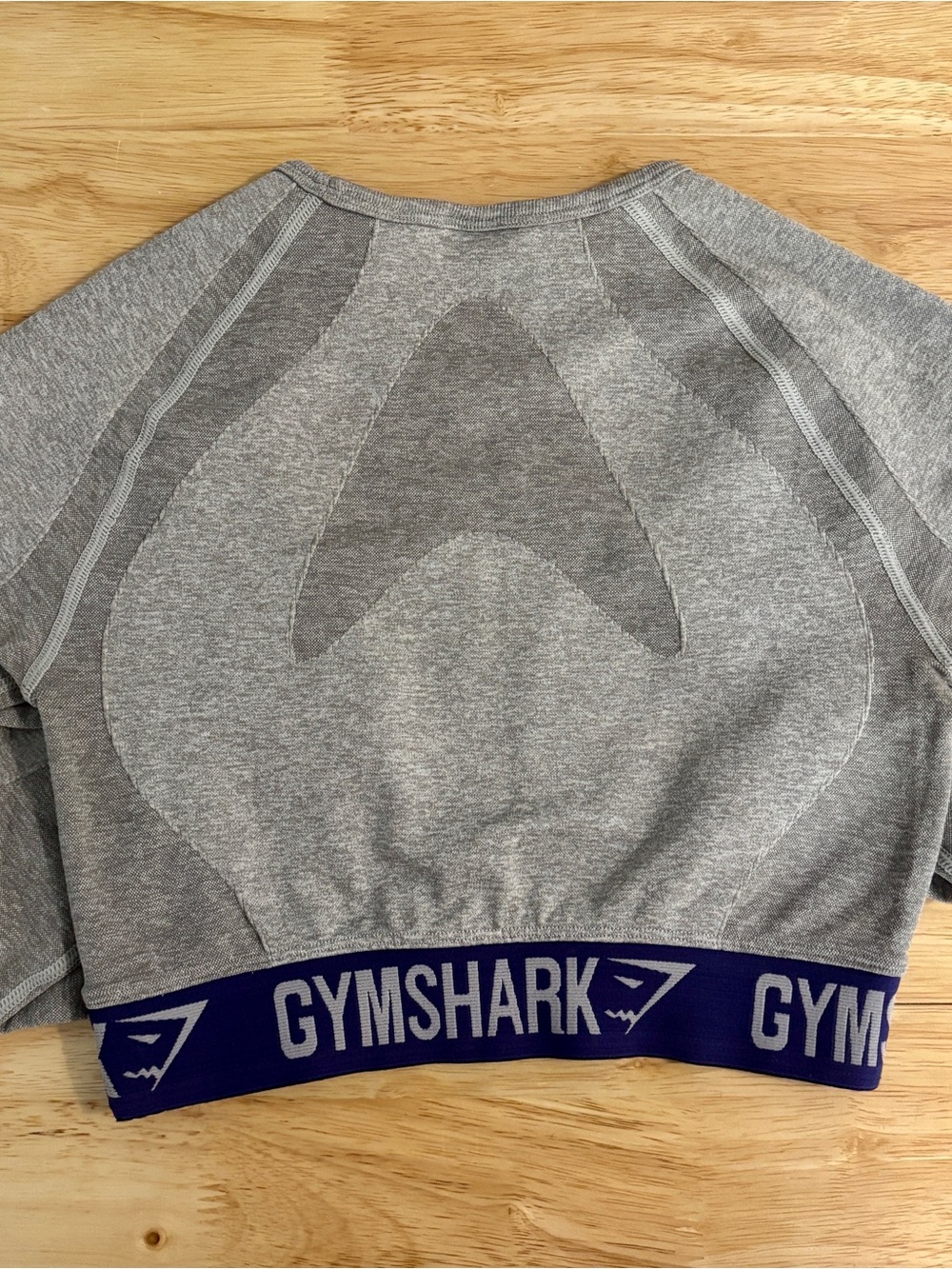 Gymshark Flex Long Sleeve Crop Top in Light Grey Marl/Indigo - Size Small - Picture 4 of 8